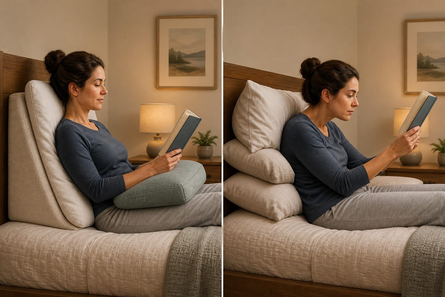 Comparación entre apoyo de tronco y brazos y almohadas colocadas solo detrás de la cabeza